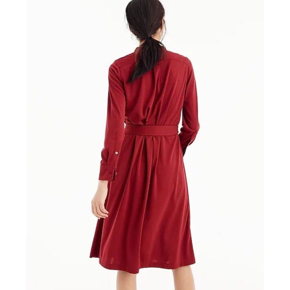 J. Crew Long Sleeve Belted Knit Knee Length Dress Burgundy sz S - Picture 10 of 10